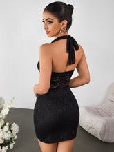 Halter Deep V-Neck Lace Bodycon Dress